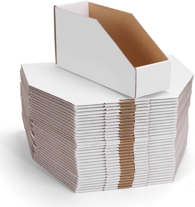 ZBEIVAN Cardboard Storage Bins Boxes 35 Packs 9.4x3x4.5 Inches, Easy Assembly Pantry Organizer Bins for Shelf, White - Image 1